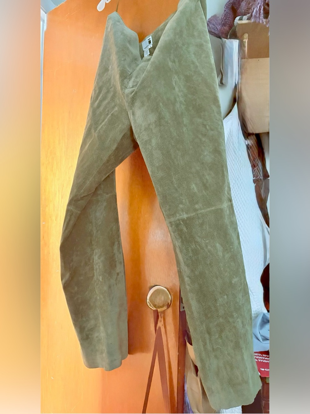 Olive Green Suede Pants